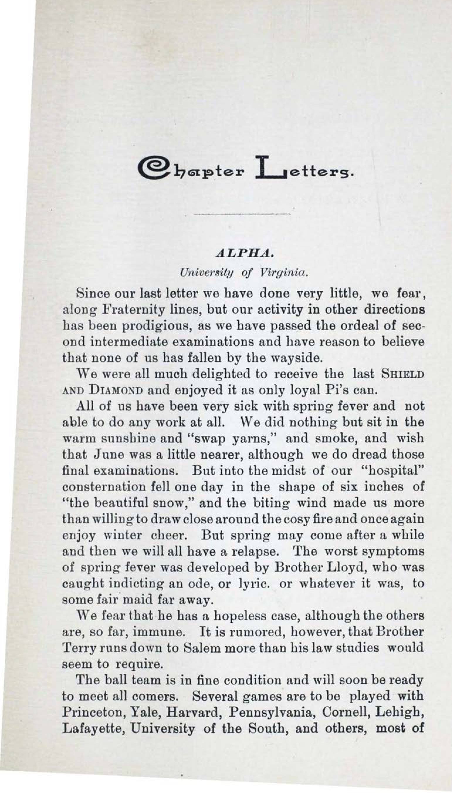 Alpha; April 1900